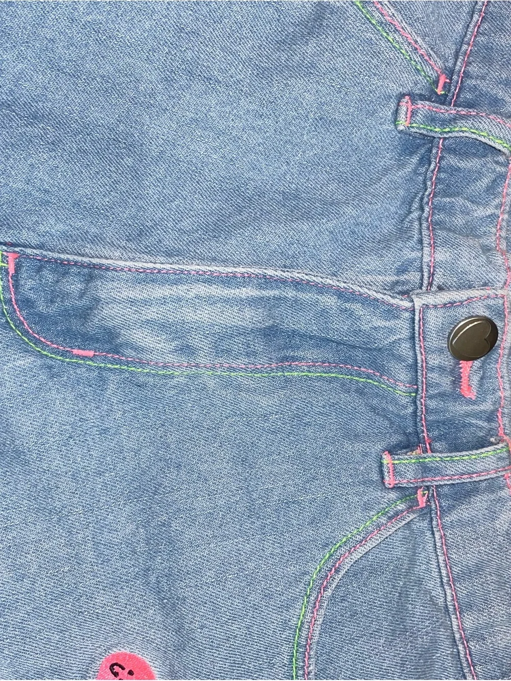 Garanimals Light Blue Denim Shorts with Neon Embroidered Cherries